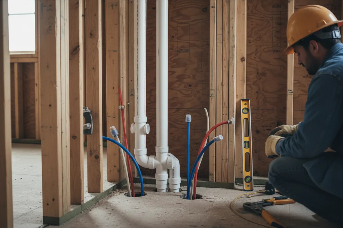 Drain and supply rough-in during Drain Cleaning in Loretto
